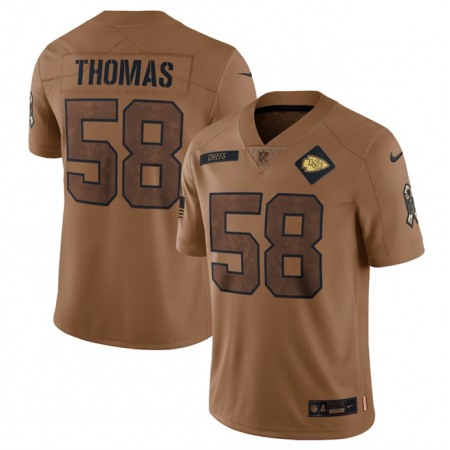 Men's Kansas City Chiefs #58 Derrick Thomas 2023 Brown Salute To Service Limited Stitched Jersey