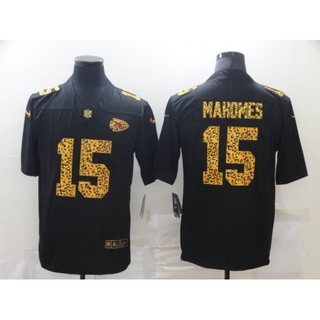 Men's Kansas City Chiefs #15 Patrick Mahomes 2020 Black Leopard Print Fashion Limited Stitched Jersey
