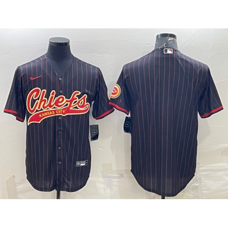 Men's Kansas City Chiefs Blank Black With Patch Cool Base Stitched Baseball Jersey