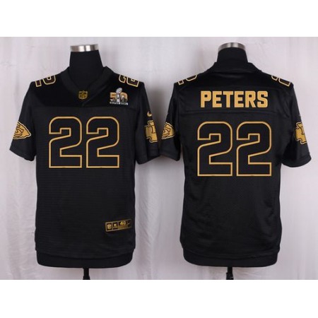 Nike Chiefs #22 Marcus Peters Black Men's Stitched NFL Elite Pro Line Gold Collection Jersey