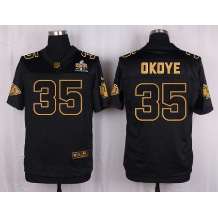 Nike Chiefs #35 Christian Okoye Black Men's Stitched NFL Elite Pro Line Gold Collection Jersey