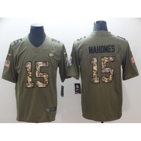 Men's Kansas City Chiefs #15 Patrick Mahomes 2017 Olive Salute to Service Limited Stitched NFL Jersey