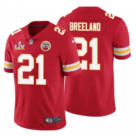 Men's Kansas City Chiefs #21 Bashaud Breeland Red 2021 Super Bowl LV Stitched NFL Jersey