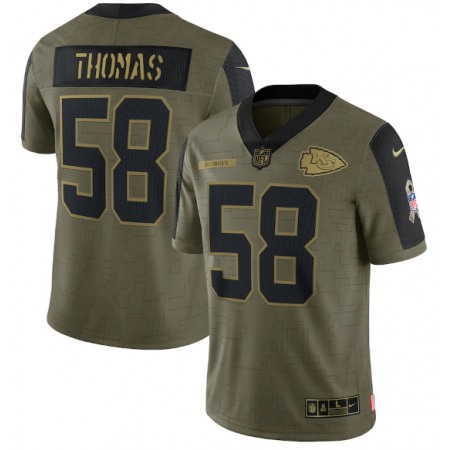 Men's Kansas City Chiefs #58 Derrick Thomas 2021 Olive Salute To Service Limited Stitched Jersey