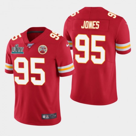 Men's Kansas City Chiefs #95 Chris Jones Red Super Bowl LIV With 100th Season Patch Vapor Untouchable Limited Stitched NFL Jersey