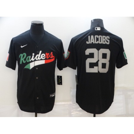 Men's Las Vegas Raiders #28 Josh Jacobs Black Mexico Stitched Jersey