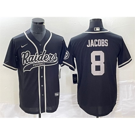 Men's Las Vegas Raiders #8 Josh Jacobs Black Cool Base Stitched Baseball Jersey