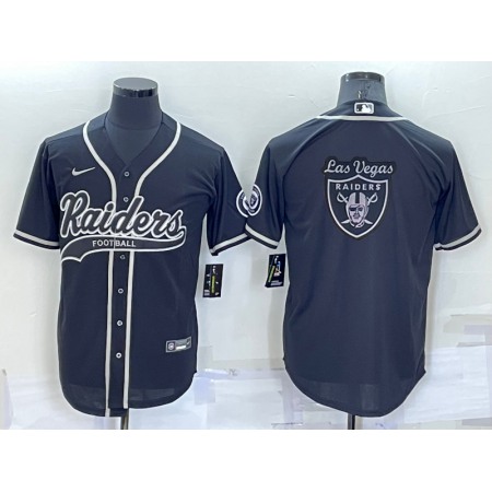 Men's Las Vegas Raiders Black Team Big Logo With Patch Cool Base Stitched Baseball Jersey