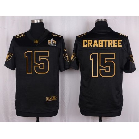 Nike Raiders #15 Michael Crabtree Black Men's Stitched NFL Elite Pro Line Gold Collection Jersey