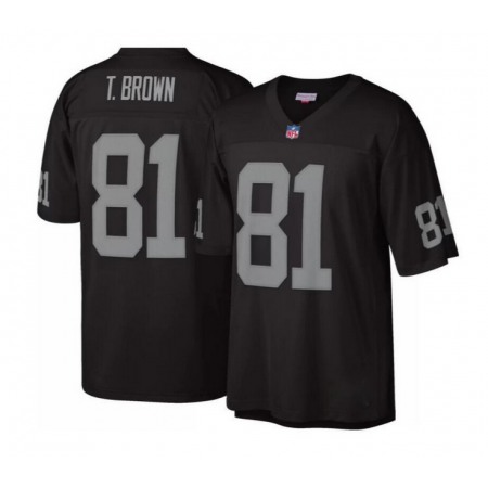 Men's Las Vegas Raiders #81 Tim Brown Black Mitchell & Ness Stitched Jersey