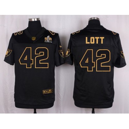 Nike Raiders #42 Ronnie Lott Black Men's Stitched NFL Elite Pro Line Gold Collection Jersey