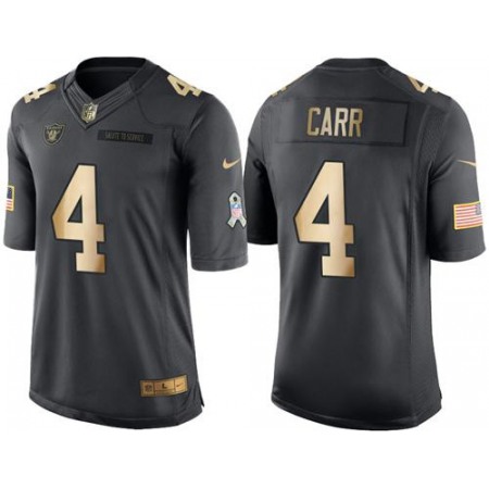 Nike Raiders #4 Derek Carr Black Men's Stitched NFL Limited Gold Salute To Service Jersey