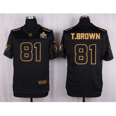 Nike Raiders #81 Tim Brown Black Men's Stitched NFL Elite Pro Line Gold Collection Jersey