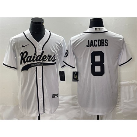 Men's Las Vegas Raiders #8 Josh Jacobs White Cool Base Stitched Baseball Jersey
