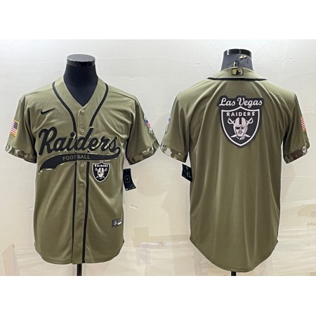 Men's Las Vegas Raiders Olive Salute to Service Team Big Logo Cool Base Stitched Baseball Jersey