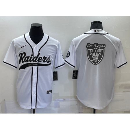 Men's Las Vegas Raiders White Team Big Logo With Patch Cool Base Stitched Baseball Jersey