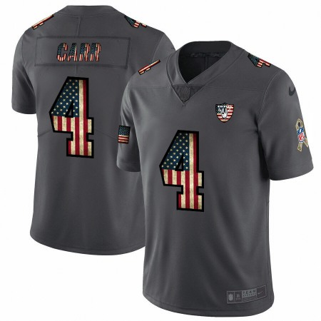 Men's Oakland Raiders #4 Derek Carr Grey 2019 Salute To Service USA Flag Fashion Limited Stitched NFL Jersey