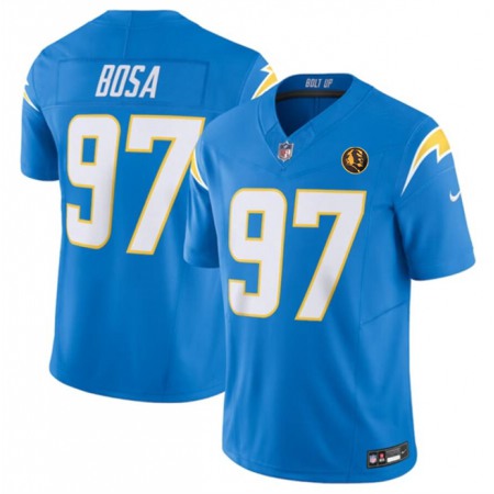 Men's Los Angeles Chargers #97 Joey Bosa Light Blue 2023 F.U.S.E. With John Madden Patch Vapor Limited Stitched Football Jersey