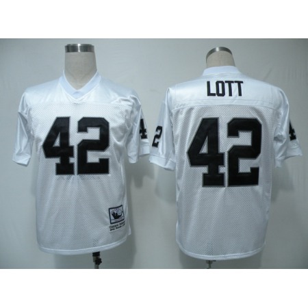 Mitchell & Ness Raiders #42 Lott White Stitched Throwback NFL Jersey