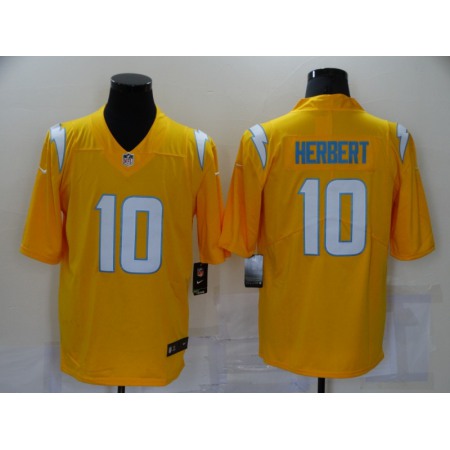 Men's Los Angeles Chargers #10 Justin Herbert Gold Inverted Legend Stitched Football Jersey