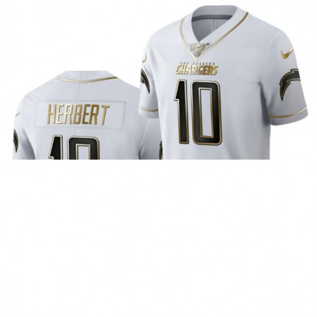 Men's Los Angeles Chargers #10 Justin Herbert Golden/White Limited Stitched Football Jersey