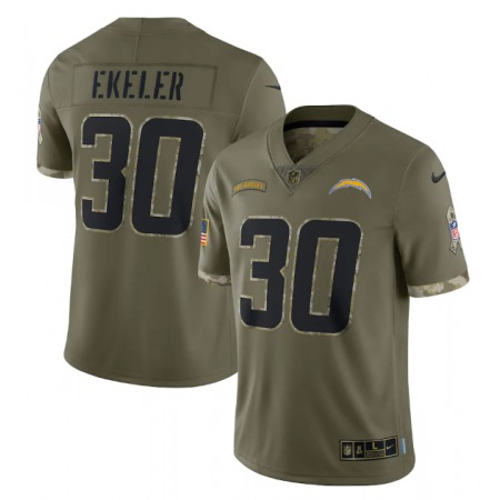 Men's Los Angeles Chargers #30 Austin Ekeler Olive 2022 Salute To Service Limited Stitched Jersey