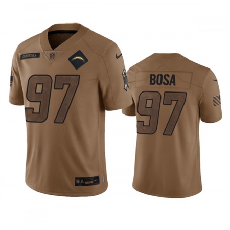 Men's Los Angeles Chargers #97 Joey Bosa 2023 Brown Salute To Service Limited Stitched Jersey