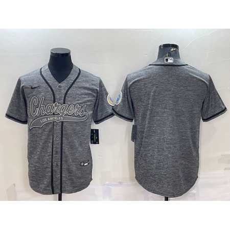 Men's Los Angeles Chargers Blank Grey With Patch Cool Base Stitched Baseball Jersey
