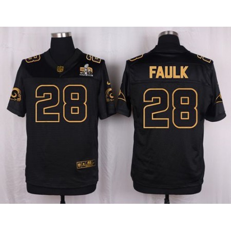 Nike Rams #28 Marshall Faulk Black Men's Stitched NFL Elite Pro Line Gold Collection Jersey