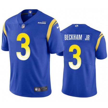 Men's Los Angeles Rams #3 Odell Beckham Jr. 2021 Royal Vapor Untouchable Limited Stitched Football Jersey