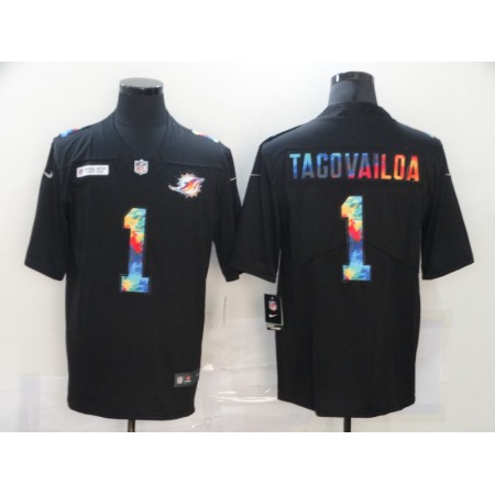 Men's Miami Dolphins #1 Tua Tagovailoa 2020 Black Crucial Catch Limited Stitched Jersey
