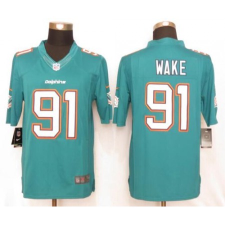 Nike Dolphins #91 Cameron Wake Aqua Green Team Color Men's Stitched NFL Limited Jersey