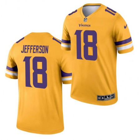 Men's Minnesota Vikings #18 Justin Jefferson Gold Inverted Legend Stitched Football Jersey