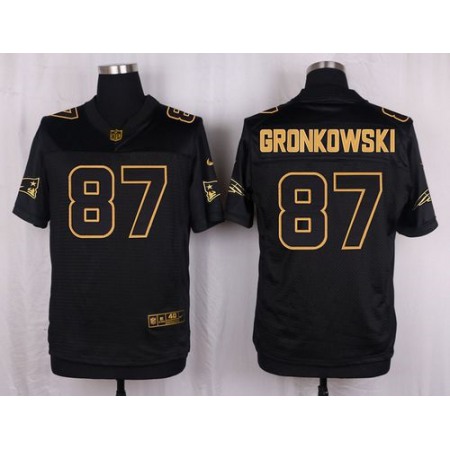 Nike Patriots #87 Rob Gronkowski Black Men's Stitched NFL Elite Pro Line Gold Collection Jersey