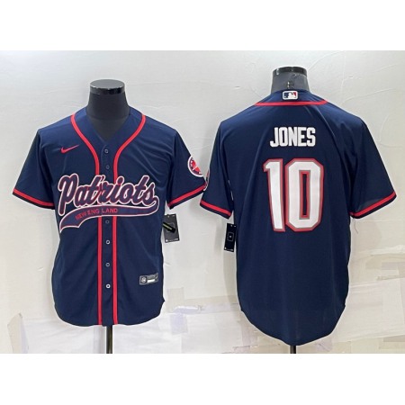 Men's New England Patriots #10 Mac Jones Navy Cool Base Stitched Baseball Jersey