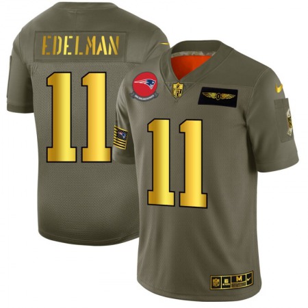 Men's New England Patriots #11 Julian Edelman 2019 Olive/Gold Salute To Service Limited Stitched NFL Jersey