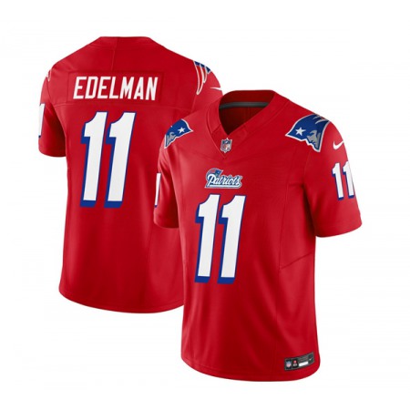 Men's New England Patriots #11 Julian Edelman Red 2023 F.U.S.E. Throwback Limited Stitched Football Jersey
