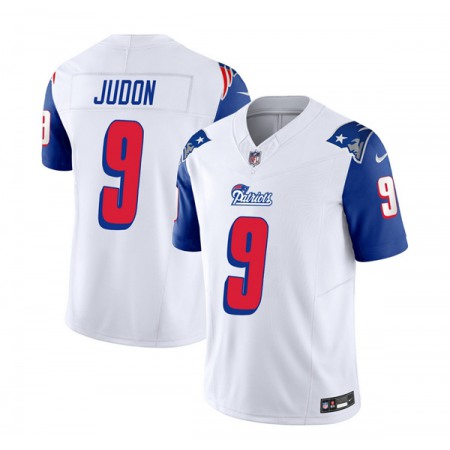 Men's New England Patriots #9 Matthew Judon White/Blue 2023 F.U.S.E. Throwback Limited Stitched Football Jersey