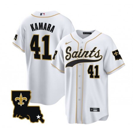 Men's New Orleans Saints #41 Alvin Kamara White 1987 Legacy Cool Base Stitched Baseball Jersey