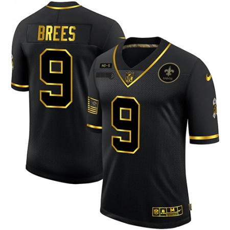 Men's New Orleans Saints #9 Drew Brees 2020 Black/Gold Salute To Service Limited Stitched Jersey