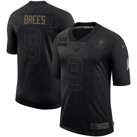 Men's New Orleans Saints #9 Drew Brees 2020 Black Salute To Service Limited Stitched Jersey