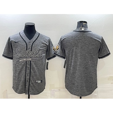 Men's New Orleans Saints Blank Grey With Patch Cool Base Stitched Baseball Jersey