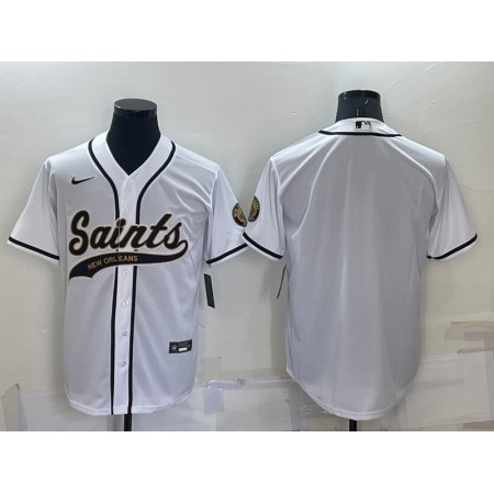 Men's New Orleans Saints Blank White Cool Base Stitched Baseball Jersey