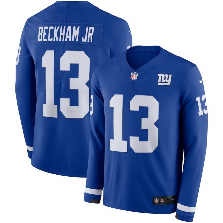 Men's New York Giants #13 Odell Beckham Jr. Royal Therma Long Sleeve Stitched NFL Jersey