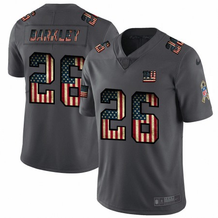 Men's New York Giants #26 Saquon Barkley Grey 2019 Salute To Service USA Flag Fashion Limited Stitched NFL Jersey