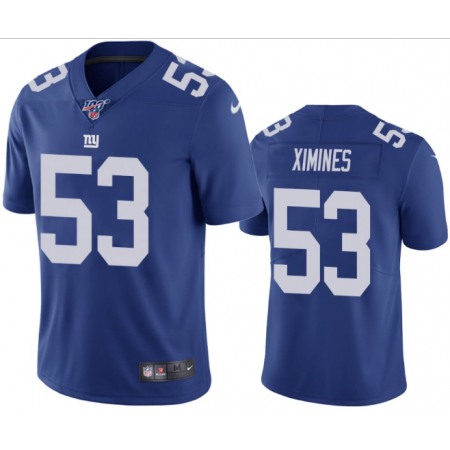 Men's New York Giants #53 Oshane Ximines Blue 2019 100th Season Vapor Untouchable Limited Stitched NFL Jersey
