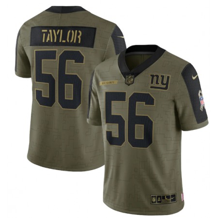 Men's New York Giants #56 Lawrence Taylor 2021 Olive Salute To Service Limited Stitched Jersey