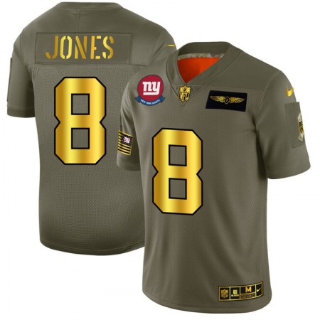 Men's New York Giants #8 Daniel Jones 2019 Olive/Gold Salute To Service Limited Stitched NFL Jersey