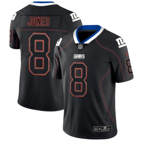 Men's New York Giants #8 Daniel Jones Black Lights Out Color Rush NFL Limited Stitched NFL Jersey
