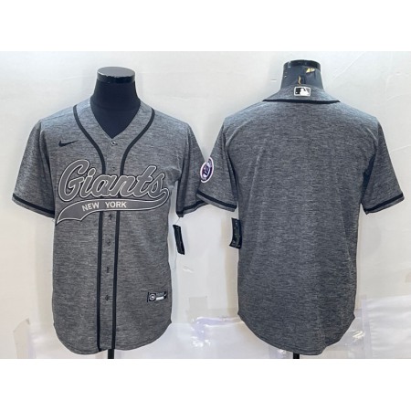 Men's New York Giants Blank Grey With Patch Cool Base Stitched Baseball Jersey